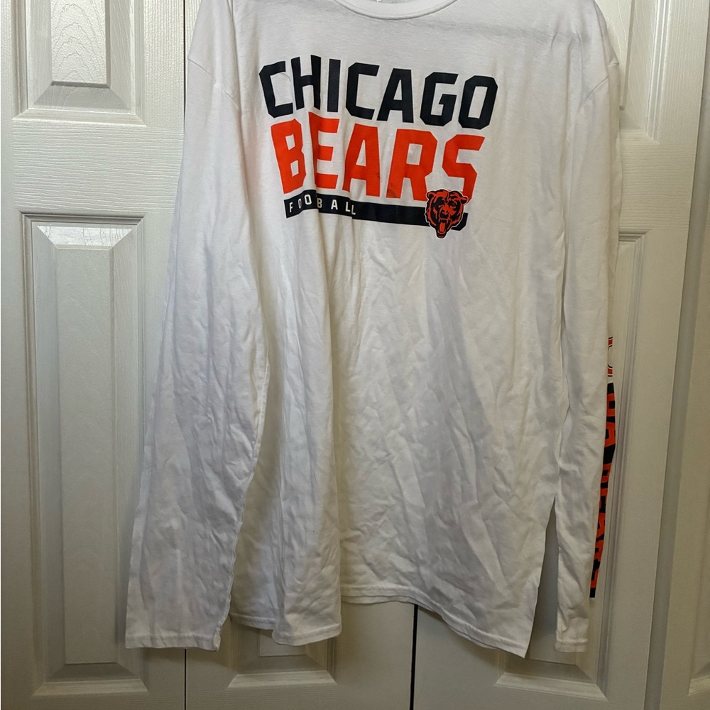 Fanatics Chicago Bears White & Orange Long Sleeve Shirt, Size 2XL
